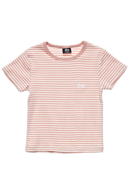 Stussy Womens Hyde Stripe Rib T Shirt Pink - JZLYF3921